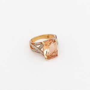 Rose gold vermeil 925 sterling silver pink large faceted stone ring sz 5.5